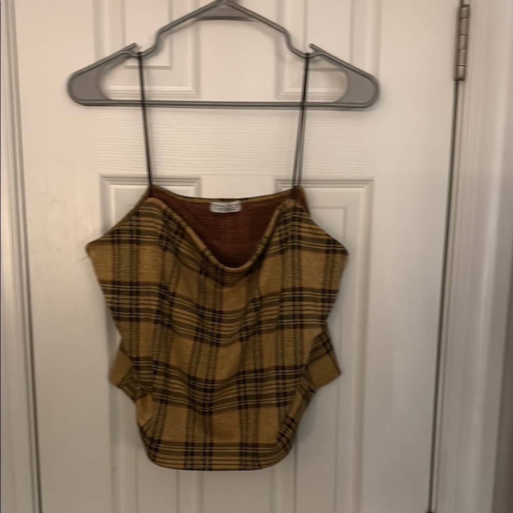 Yellow Tan Sleeveless Crop Camisole